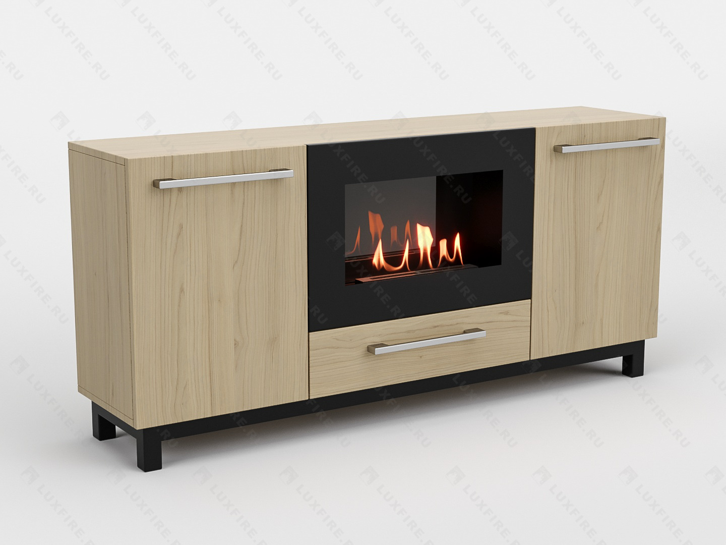 Тумба ТВ Lux Fire "Амур" напольная 1400 матовая, светлый дуб с биокамином 600 Тумба ТВ Lux Fire "Амур" напольная 1400 матовая, светлый дуб с биокамином 600