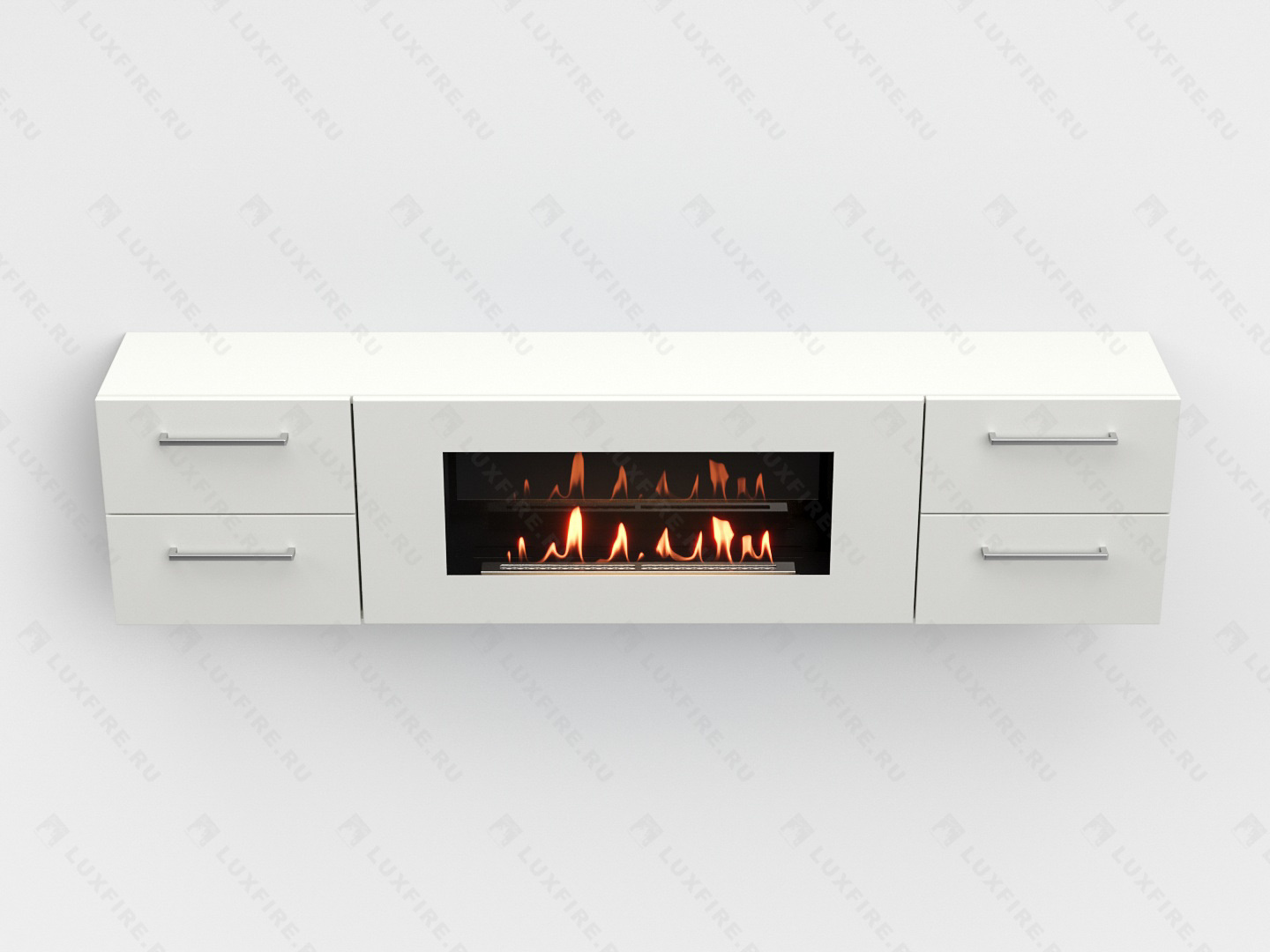 Тумба ТВ Lux Fire "Белая Роза" настенная 1700, с белым биокамином по цене 105 906 руб.