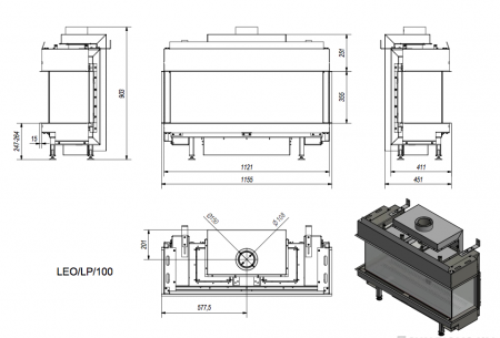 Газовая топка Kratki LEO/LP/100/NG (магистральный газ) Газовая топка Kratki LEO/LP/100/NG (магистральный газ)