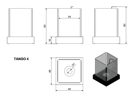 Биокамин Kratki TANGO 4, TUV гранит по цене 