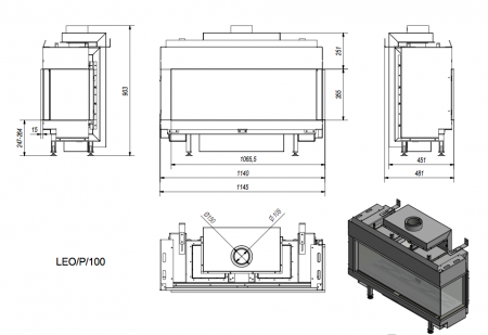 Газовая топка Kratki LEO/P/100/NG (магистральный газ)